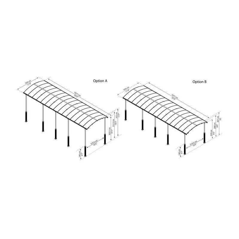 Palram - Canopia Arcadia Alpine 12x35 Carport Kit (HG9128)