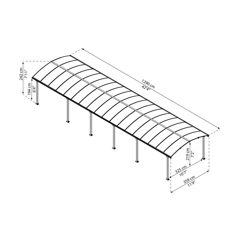 Palram - Canopia Arcadia 12x42 Carport Kit (HG9123)