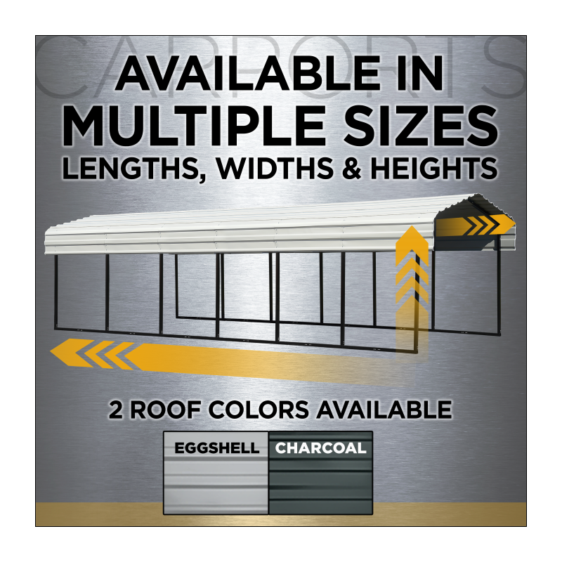 Arrow 1-Sided 10 x 15 x 7 Enclosure Galvanized Steel Carport Kit- Eggshell (CPH101507ECL1)