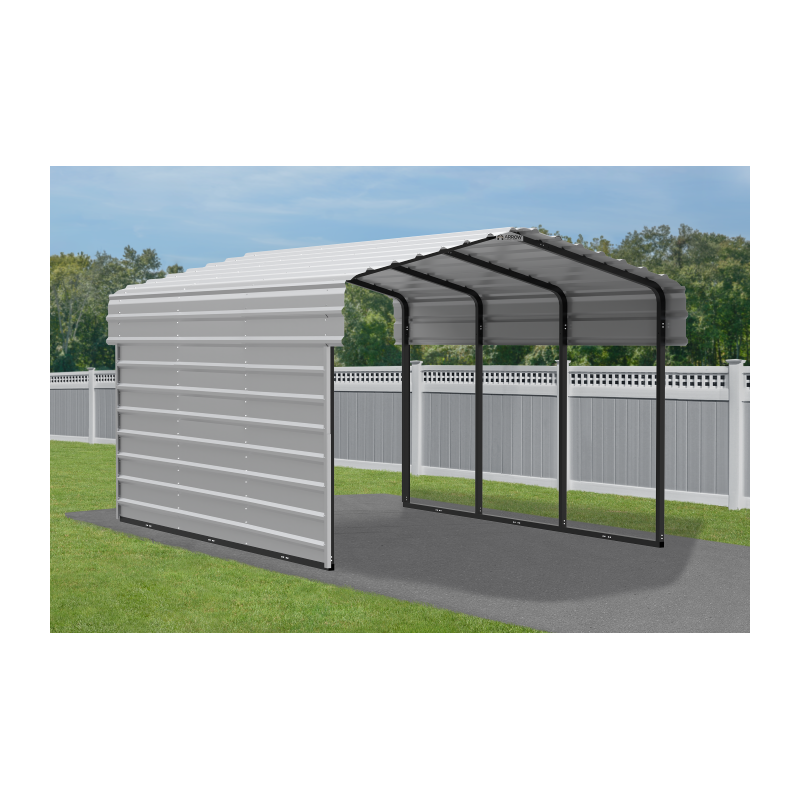 Arrow 1-Sided 10 x 15 x 7 Enclosure Galvanized Steel Carport Kit- Eggshell (CPH101507ECL1)