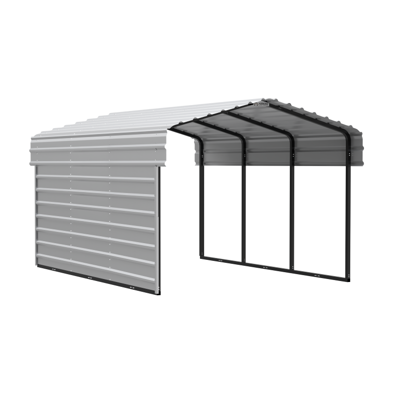 Arrow 1-Sided 10 x 15 x 7 Enclosure Galvanized Steel Carport Kit- Eggshell (CPH101507ECL1)