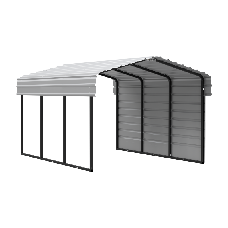 Arrow 1-Sided 10 x 15 x 17 Enclosure Galvanized Steel Carport Kit- Eggshell (CPH101507ECL1)