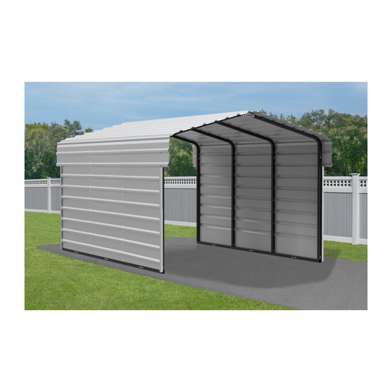 Arrow 2-Sided 10 x 15 x 7 Enclosure Galvanized Steel Carport Kit- Eggshell (CPH101507ECL2)