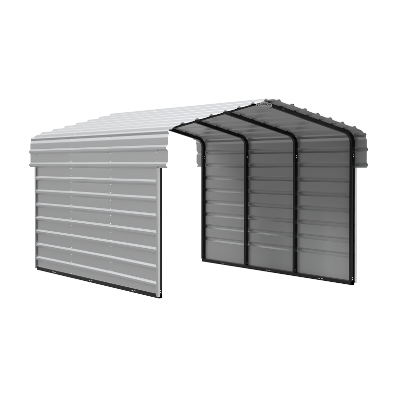 Arrow 2-Sided 10 x 15 x 17 Enclosure Galvanized Steel Carport Kit- Eggshell (CPH101507ECL2)