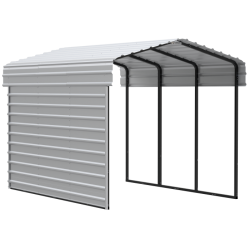 Arrow 1-Sided 10 x 15 x 9 Enclosure Galvanized Steel Carport Kit- Eggshell (CPH101507ECL1)