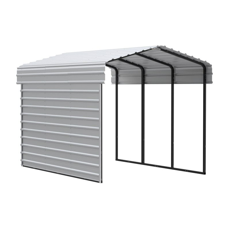 Arrow 1-Sided 10 x 15 x 9 Enclosure Galvanized Steel Carport Kit- Eggshell (CPH101509ECL1)
