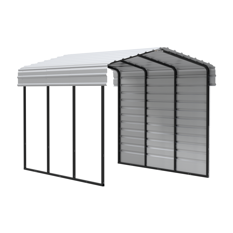 Arrow 1-Sided 10 x 15 x 9 Enclosure Galvanized Steel Carport Kit- Eggshell (CPH101507ECL1)