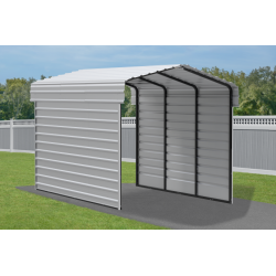 Arrow 2-Sided 10 x 15 x 9 Enclosure Galvanized Steel Carport Kit- Eggshell (CPH101509ECL2)