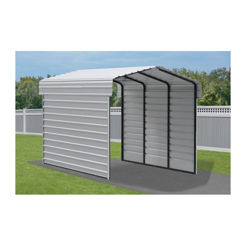 Arrow 2-Sided 10 x 15 x 9 Enclosure Galvanized Steel Carport Kit- Eggshell (CPH101509ECL2)