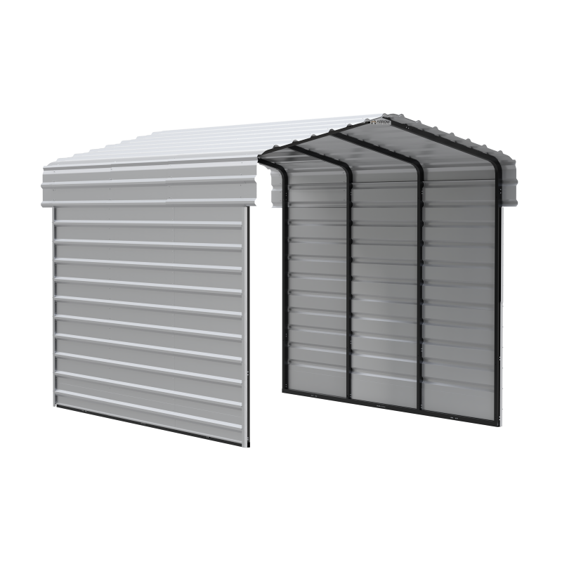 Arrow 2-Sided 10 x 15 x 9 Enclosure Galvanized Steel Carport Kit- Eggshell (CPH101509ECL2)