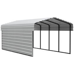 Arrow 1-Sided 10 x 20 x 7 Enclosure Galvanized Steel Carport Kit- Eggshell (CPH102007ECL1)