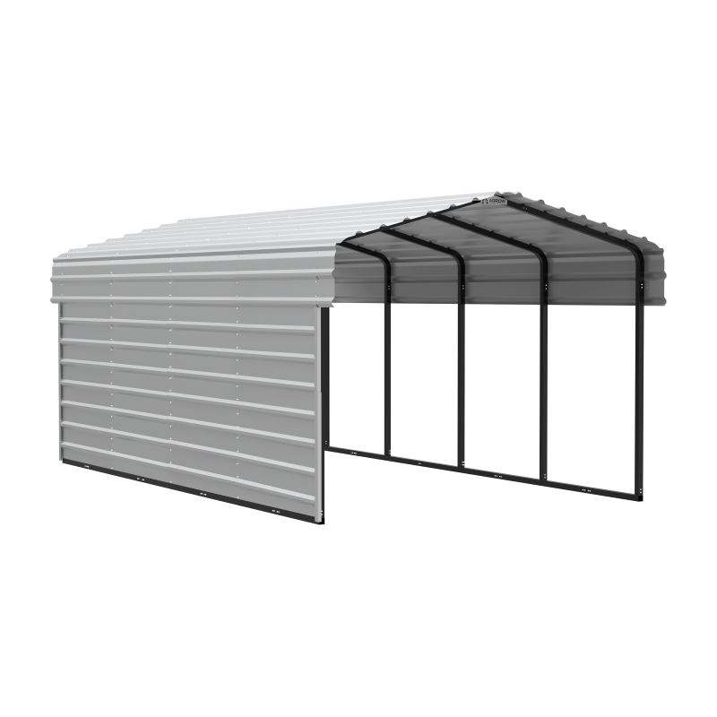 Arrow 1-Sided 10 x 20 x 7 Enclosure Galvanized Steel Carport Kit- Eggshell (CPH102007ECL1)