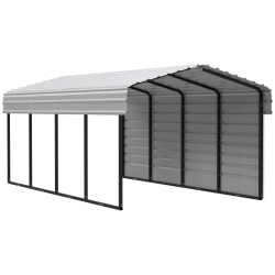 Arrow 1-Sided 10 x 20 x 7 Enclosure Galvanized Steel Carport Kit- Eggshell (CPH102007ECL1)