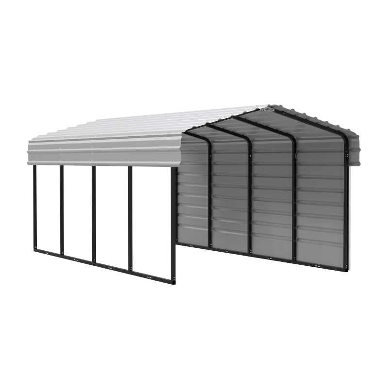 Arrow 1-Sided 10 x 20 x 7 Enclosure Galvanized Steel Carport Kit- Eggshell (CPH102007ECL1)