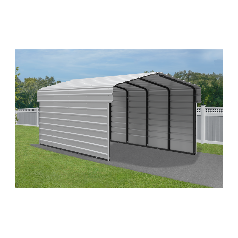 Arrow 2-Sided 10 x 20 x 7 Enclosure Galvanized Steel Carport Kit- Eggshell (CPH102007ECL2)