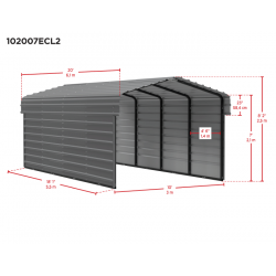 Arrow 2-Sided 10 x 20 x 7 Enclosure Galvanized Steel Carport Kit- Eggshell (CPH102007ECL2)