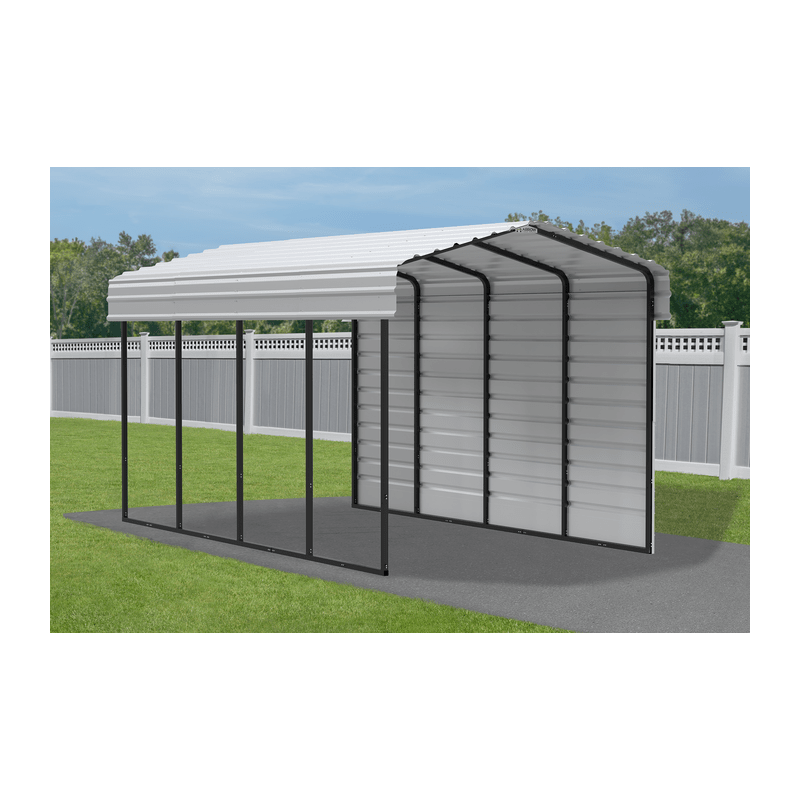 Arrow Carport with 1-sided Enclosure 10x20x09 - Eggshell (CPH102009ECL1)