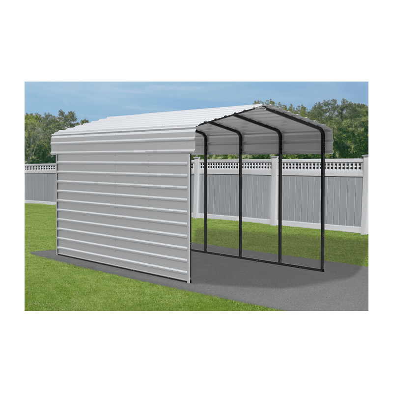 Arrow Carport with 1-sided Enclosure 10x20x09 - Eggshell (CPH102009ECL1)