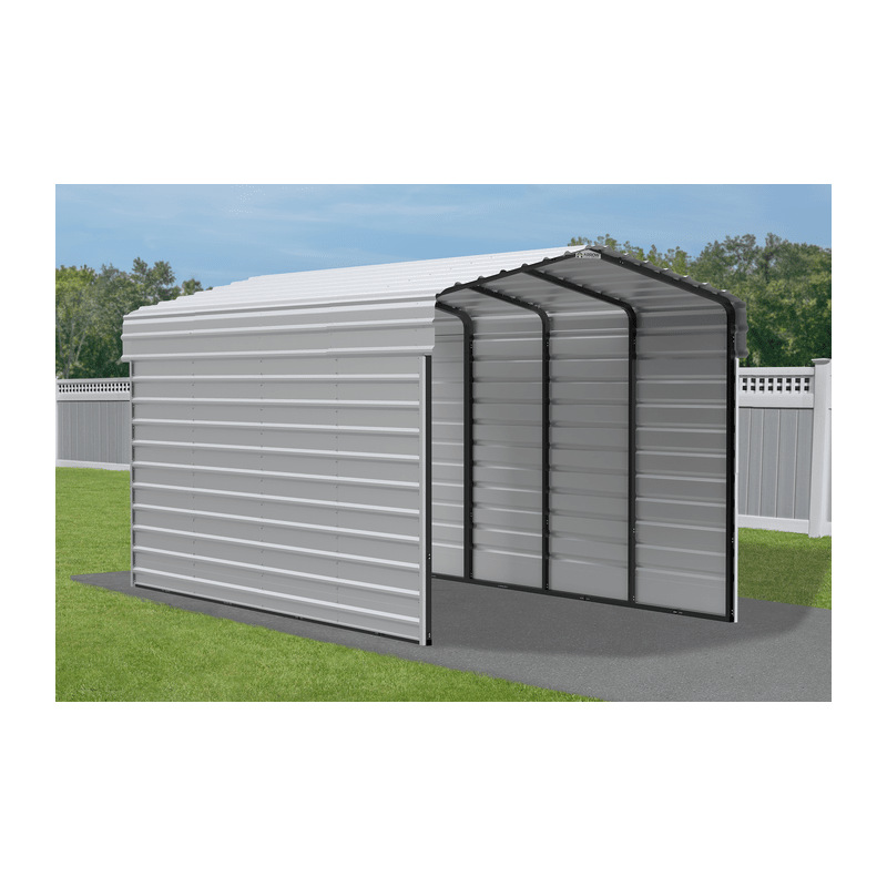 Arrow Carport with 2-sided Enclosure 10x20x09 - Eggshell (CPH102009ECL2)