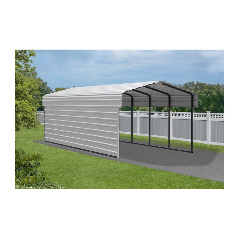 Arrow 1-sided 10x24x7 Enclosure Galvanized Steel Carport Kit - Eggshell (CPH102407ECL1)