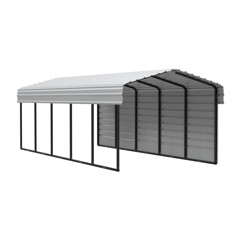 Arrow Carport with 1-sided enclosure 10X24X07- Eggshell (CPH102407ECL1)