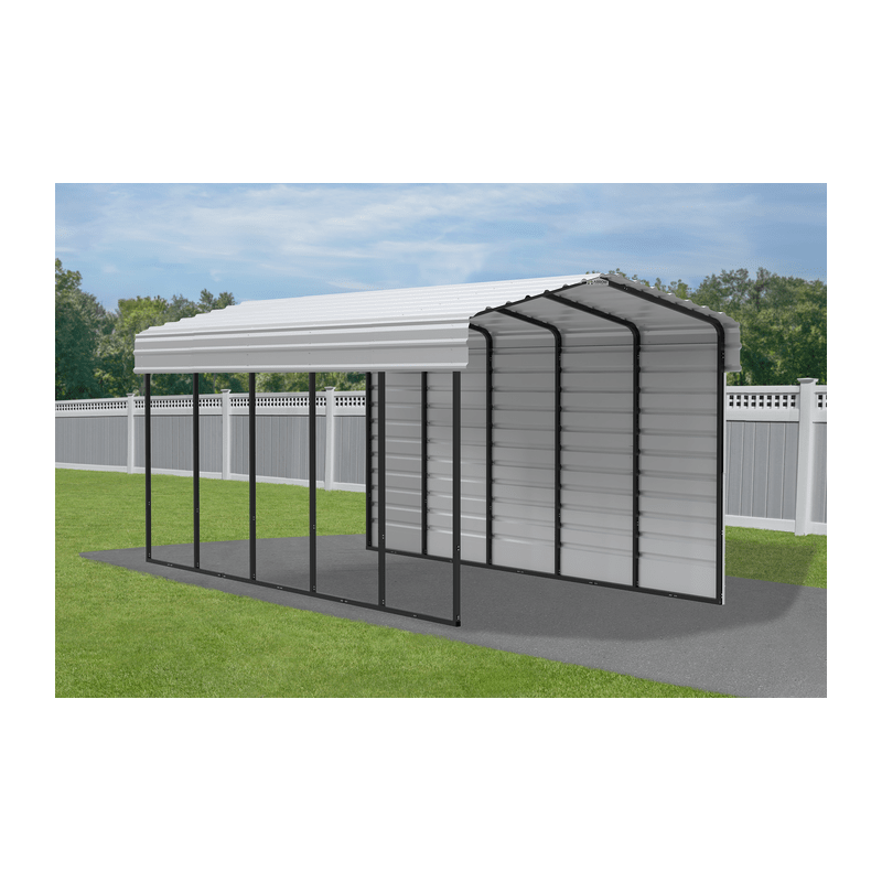 Arrow 1-sided 10x24x9 Enclosure Galvanized Steel Carport Kit - Eggshell (CPH102409ECL1)