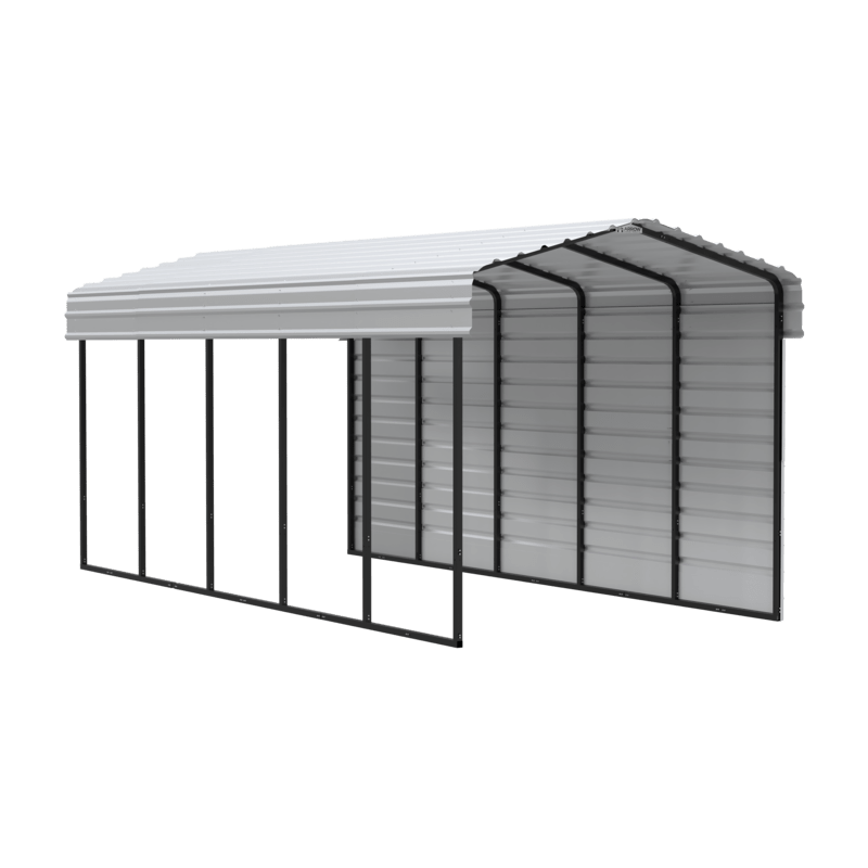 Arrow 1-sided 10x24x09 Enclosure Galvanized Steel Carport Kit - Eggshell (CPH102409ECL1)