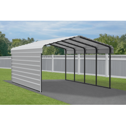 Arrow 1-sided 12x20x7 Enclosure Galvanized Steel Carport Kit - Eggshell (CPH122007ECL1)