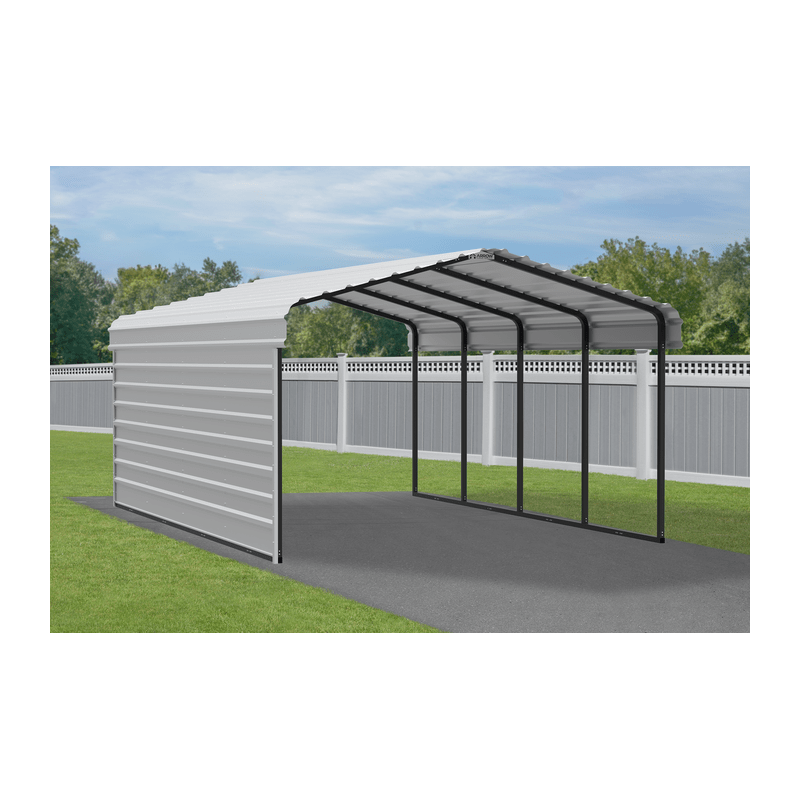 Arrow Carport with 1-sided enclosure 12x20x07 - Eggshell (CPH122007ECL1)