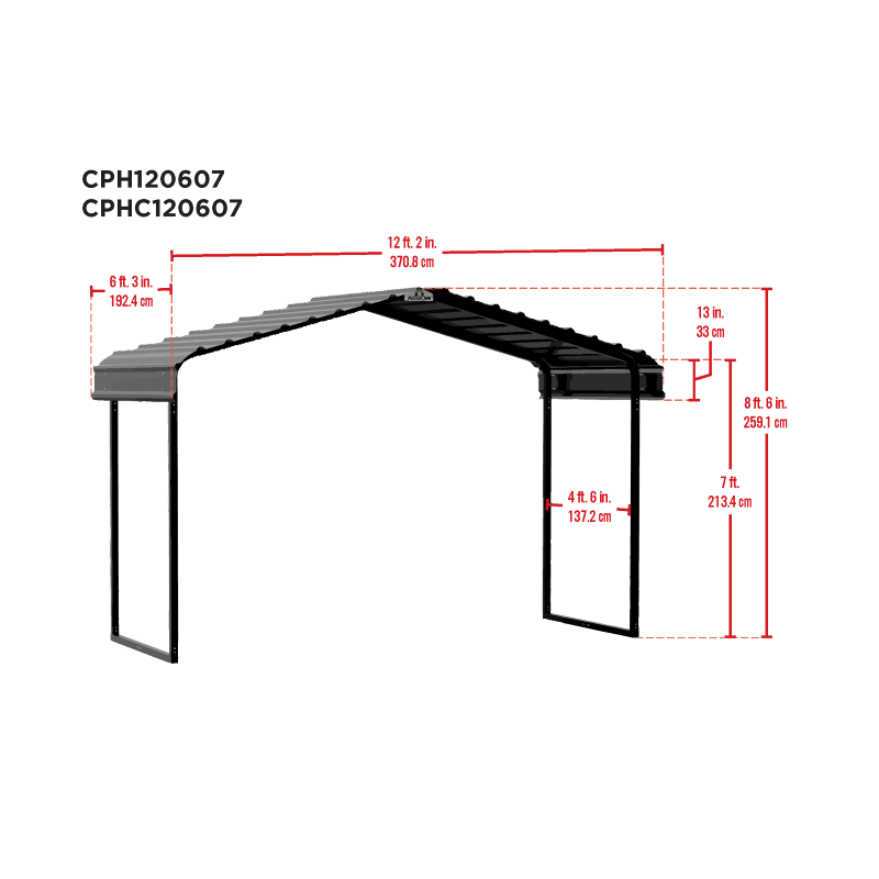 Arrow 12x6x7 Metal Canopy Kit- Eggshell (CPH120607DS)