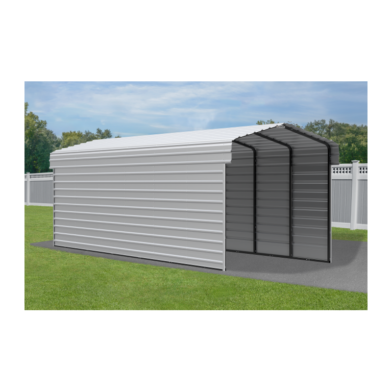Arrow 2-sided 10x29x9  Enclosure Galvanized Steel Carport Kit- Eggshell (CPH102909ECL2)