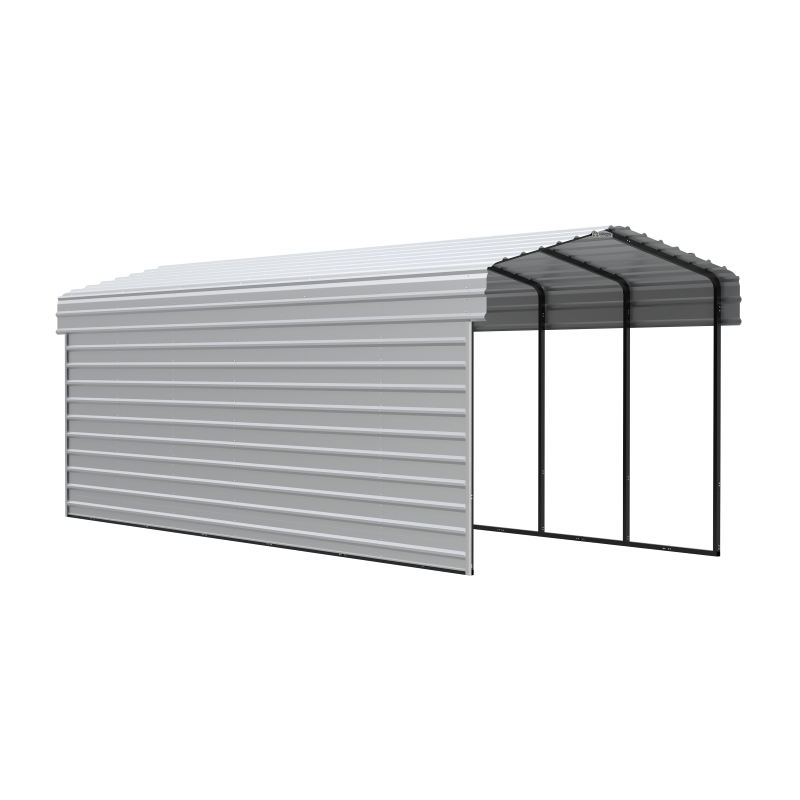 Arrow 1-sided 10x29x9  Enclosure Galvanized Steel Carport Kit- Eggshell (CPH102909ECL1)