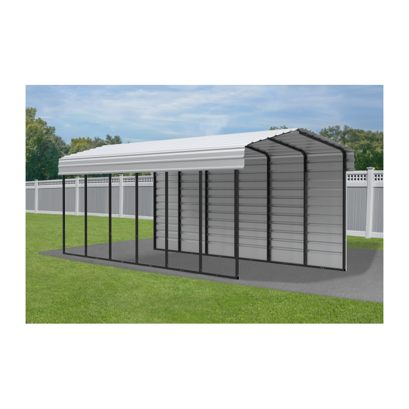 Arrow 1-sided 10x29x9  Enclosure Galvanized Steel Carport Kit- Eggshell (CPH102909ECL1)