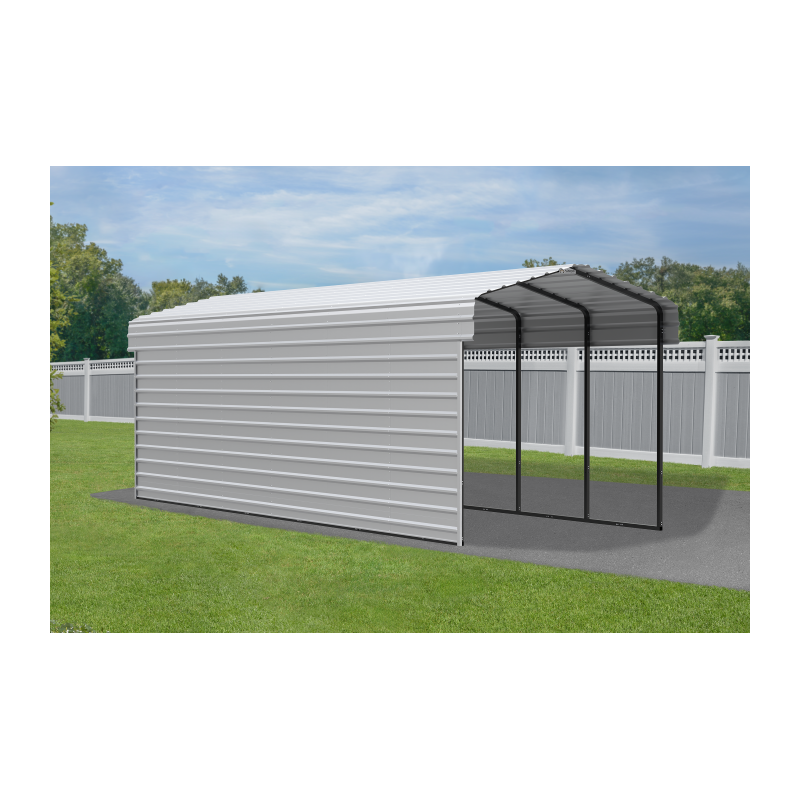 Arrow 1-sided 10x29x9  Enclosure Galvanized Steel Carport Kit- Eggshell (CPH102909ECL1)