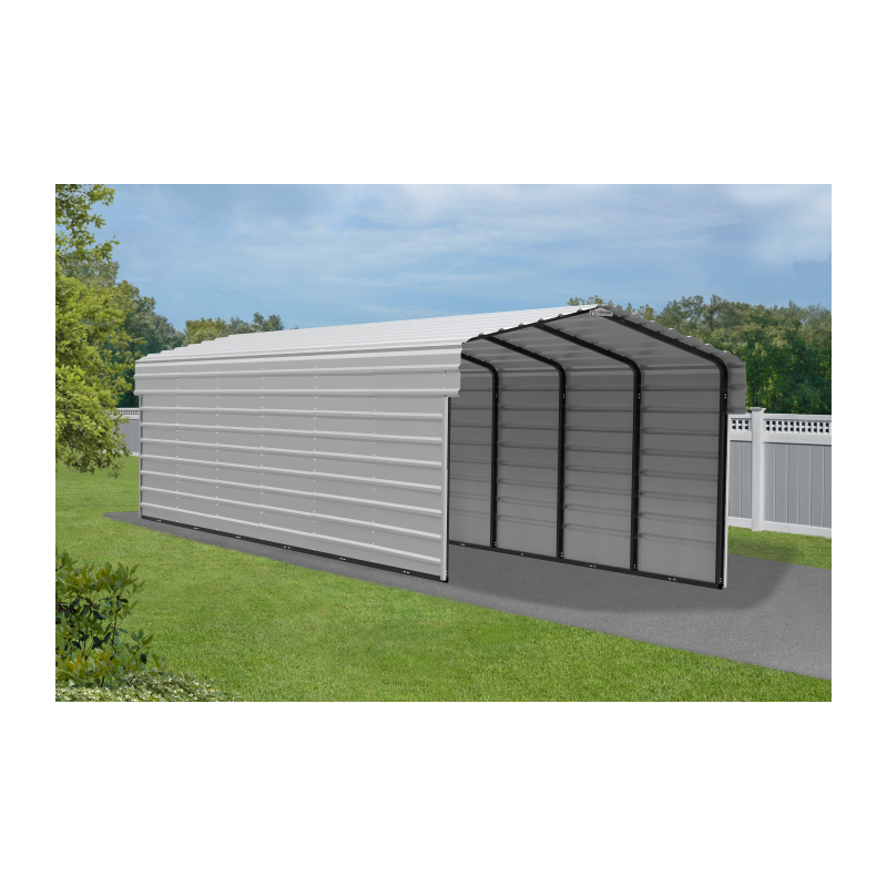 Arrow 2-sided 10x29x7 Enclosure Galvanized Steel Carport Kit- Eggshell (CPH102907ECL2)
