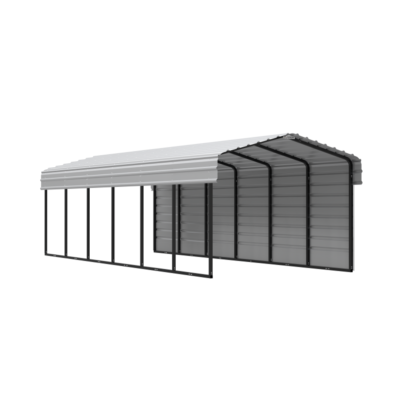 Arrow 1-sided 10x29x7  Enclosure Galvanized Steel Carport Kit- Eggshell (CPH102907ECL1)