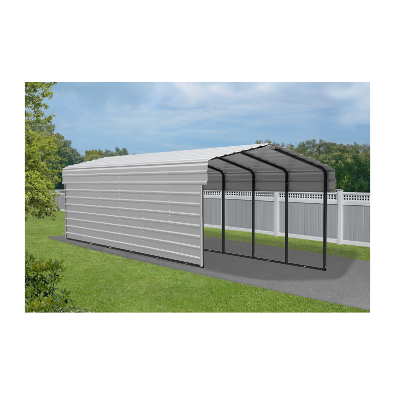 Arrow 1-sided 10x29x7  Enclosure Galvanized Steel Carport Kit- Eggshell (CPH102907ECL1)
