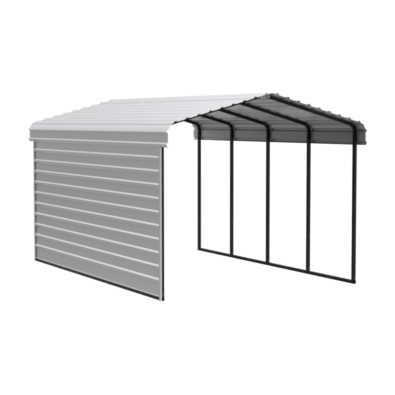 Arrow 1-Sided 12x20x9 Enclosure Galvanized Steel Carport Kit- Eggshell (CPH122009ECL1)