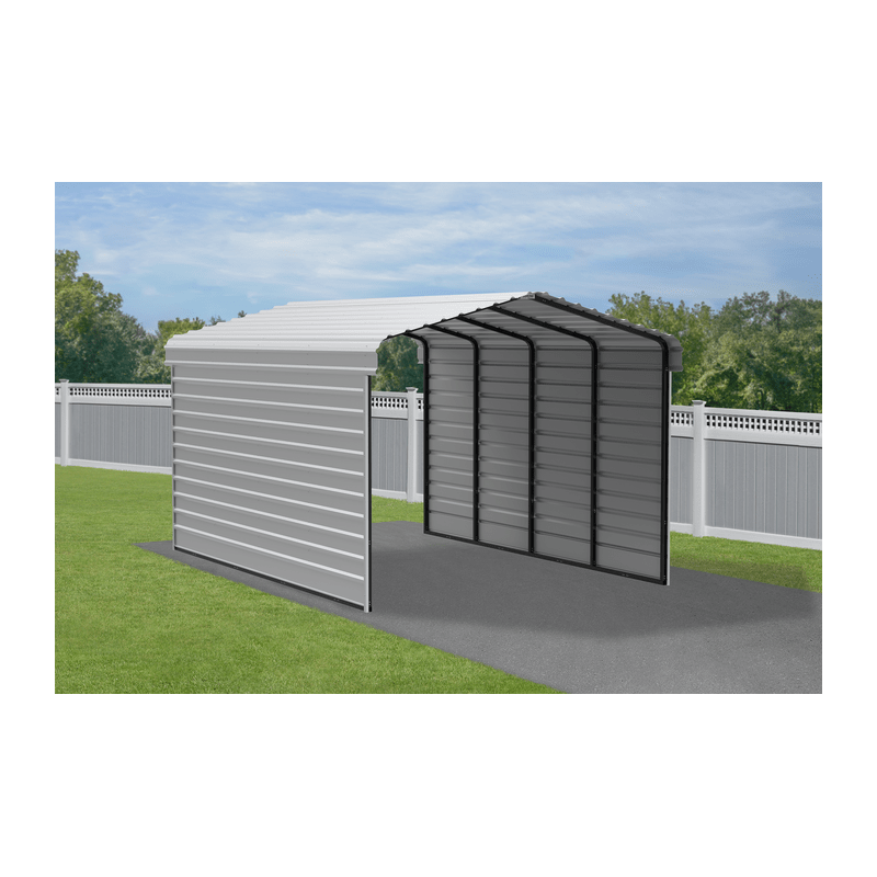 Arrow Carport with 2-Sided Enclosure 12x20x09 - Eggshell (CPH122009ECL2)