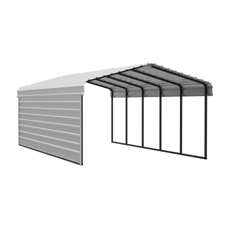 Arrow Carport with 1-Sided Enclosure 12x24x7 - Eggshell (CPH122407ECL1)