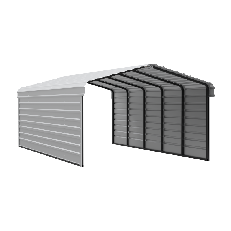 Arrow 2-Sided 12x24x7 Enclosure Galvanized Steel Carport Kit- Eggshell (CPH122407ECL2)
