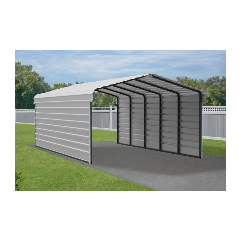 Arrow 2-Sided 12x24x7 Enclosure Galvanized Steel Carport Kit- Eggshell (CPH122407ECL2)