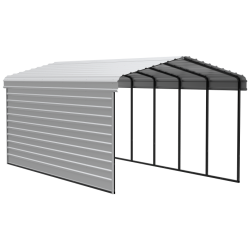 Arrow 1-Sided 12x24x9 Enclosure Galvanized Steel Carport Kit- Eggshell (CPH122409ECL1)