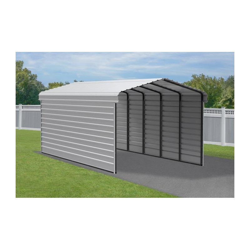 Arrow 2-Sided 12x24x9 Enclosure Galvanized Steel Carport Kit- Eggshell (CPH122409ECL2)