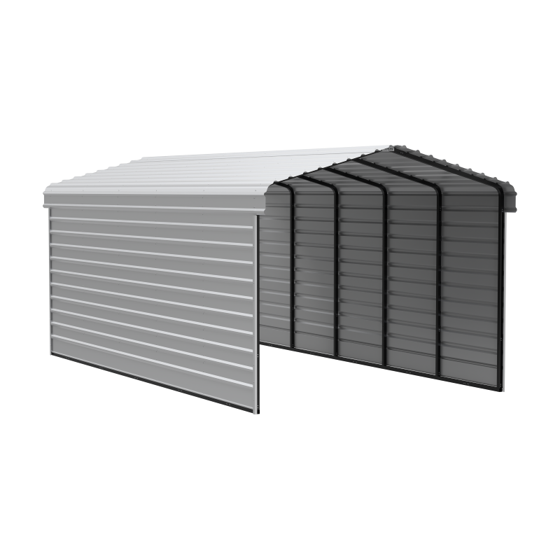 Arrow 2-Sided 12x24x9 Enclosure Galvanized Steel Carport Kit- Eggshell (CPH122409ECL2)