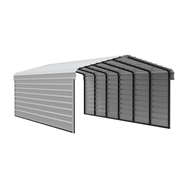 Arrow 2-Sided 12x29x7 Enclosure Galvanized Steel Carport Kit- Eggshell (CPH122907ECL2)