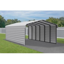 Arrow 2-Sided 12x29x7 Enclosure Galvanized Steel Carport Kit- Eggshell (CPH122907ECL2)