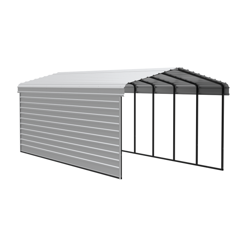 Arrow 1-Sided 12x29x9 Enclosure Galvanized Steel Carport Kit- Eggshell (CPH122909ECL1)