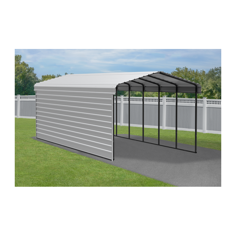 Arrow 1-Sided 12x29x9 Enclosure Galvanized Steel Carport Kit- Eggshell (CPH122909ECL1)