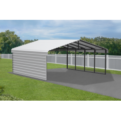 Arrow 1-Sided 20x20x7 Enclosure Galvanized Steel Carport Kit- Eggshell (CPH202007ECL1)